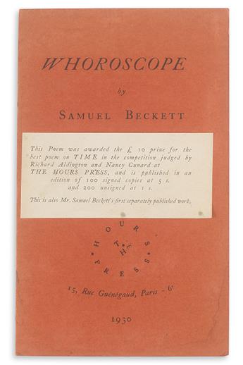 BECKETT, SAMUEL. Whoroscope.